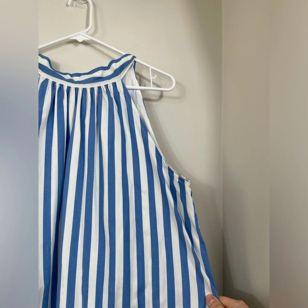 J.Crew Blue and White Striped Cotton Work Summer SunDress Dress Size 12 - Picture 4 of 15